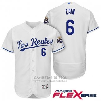 Camiseta Beisbol Hombre Kansas City Royals Lorenzo Cain Blanco Flex Base