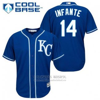 Camiseta Beisbol Hombre Kansas City Royals Omar Infante 14 Azul Alterno Cool Base