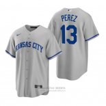 Camiseta Beisbol Hombre Kansas City Royals Salvador Perez Replica Road Gris
