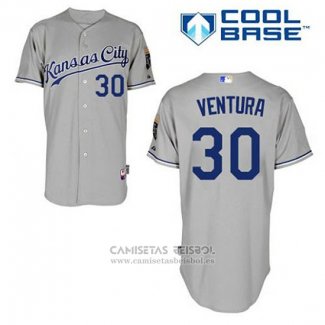 Camiseta Beisbol Hombre Kansas City Royals Yordano Ventura 30 Gris Cool Base