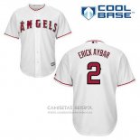 Camiseta Beisbol Hombre Los Angeles Angels Erick Aybar 2 Blanco Primera Cool Base