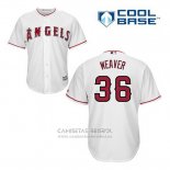 Camiseta Beisbol Hombre Los Angeles Angels Jerojo Weaver 36 Blanco Primera Cool Base