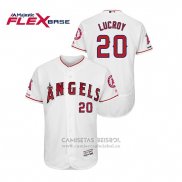 Camiseta Beisbol Hombre Los Angeles Angels Jonathan Lucroy 150th Aniversario Patch Flex Base Blanco