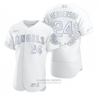 Camiseta Beisbol Hombre Los Angeles Angels Rickey Henderson Award Collection Hall Of Fame Blanco