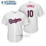 Camiseta Beisbol Hombre Los Angeles Dodgers 2017 Estrellas y Rayas Justin Turner Blanco Cool Base