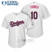 Camiseta Beisbol Hombre Los Angeles Dodgers 2017 Estrellas y Rayas Justin Turner Blanco Cool Base
