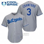 Camiseta Beisbol Hombre Los Angeles Dodgers Carl Crawford 3 Gris Cool Base