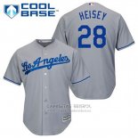 Camiseta Beisbol Hombre Los Angeles Dodgers Chris Heisey 28 Gris Cool Base