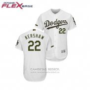 Camiseta Beisbol Hombre Los Angeles Dodgers Clayton Kershaw 2018 Dia de los Caidos Flex Base Blanco