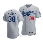 Camiseta Beisbol Hombre Los Angeles Dodgers Dj Peters Autentico Alterno Gris