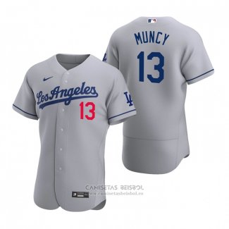 Camiseta Beisbol Hombre Los Angeles Dodgers Max Muncy Autentico 2020 Road Gris