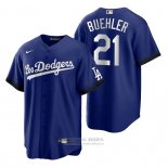 Camiseta Beisbol Hombre Los Angeles Dodgers Walker Buehler 2021 City Connect Replica Azul