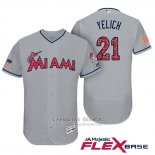 Camiseta Beisbol Hombre Miami Marlins 2017 Estrellas y Rayas Christian Yelich Gris Flex Base