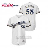 Camiseta Beisbol Hombre Milwaukee Brewers Alex Claudio Autentico Flex Base Blanco