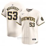 Camiseta Beisbol Hombre Milwaukee Brewers Brandon Woodruff Primera Limited Crema