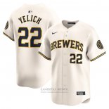 Camiseta Beisbol Hombre Milwaukee Brewers Christian Yelich Primera Limited Crema