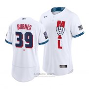 Camiseta Beisbol Hombre Milwaukee Brewers Corbin Burnes 2021 All Star Autentico Blanco