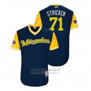 Camiseta Beisbol Hombre Milwaukee Brewers Josh Hader 2018 LLWS Players Weekend Stricken Azul