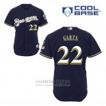 Camiseta Beisbol Hombre Milwaukee Brewers Matt Garza 22 Azul Alterno Cool Base