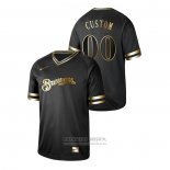 Camiseta Beisbol Hombre Milwaukee Brewers Personalizada 2019 Golden Edition V Neck Negro