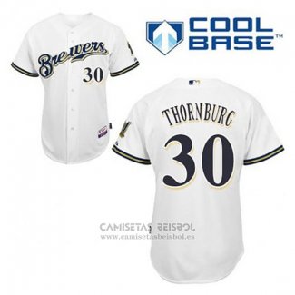 Camiseta Beisbol Hombre Milwaukee Brewers Tyler Thornburg 30 Blanco Primera Cool Base