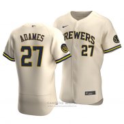 Camiseta Beisbol Hombre Milwaukee Brewers Willy Adames Autentico Alterno Crema