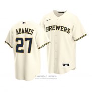 Camiseta Beisbol Hombre Milwaukee Brewers Willy Adames Replica Crema