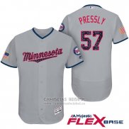 Camiseta Beisbol Hombre Minnesota Twins 2017 Estrellas y Rayas Ryan Pressly Gris Flex Base