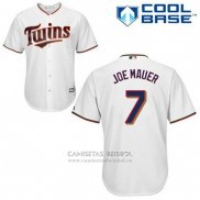 Camiseta Beisbol Hombre Minnesota Twins Joe Mauer 7 Blanco Primera Cool Base