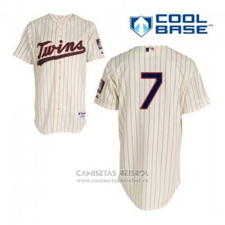 Camiseta Beisbol Hombre Minnesota Twins Joe Mauer 7 Crema Alterno Cool Base