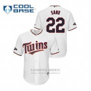 Camiseta Beisbol Hombre Minnesota Twins Miguel Sano 2019 Postemporada Cool Base Blanco