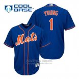 Camiseta Beisbol Hombre New York Mets Chris Young 1 Azul Alterno Primera Cool Base