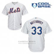 Camiseta Beisbol Hombre New York Mets Matt Harvey 33 Blanco Primera Cool Base