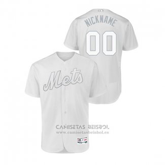 Camiseta Beisbol Hombre New York Mets Personalizada 2019 Players Weekend Autentico Blanco