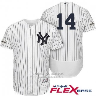 Camiseta Beisbol Hombre New York Yankees 2017 Postemporada Starlin Castro Blanco Flex Base