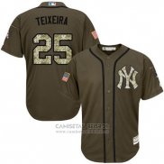 Camiseta Beisbol Hombre New York Yankees 25 Mark Teixeira Verde Salute To Service