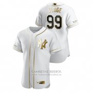 Camiseta Beisbol Hombre New York Yankees Aaron Judge Golden Edition Autentico Blanco