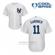 Camiseta Beisbol Hombre New York Yankees Brett Gardner 11 Blanco Primera Cool Base