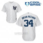 Camiseta Beisbol Hombre New York Yankees Brian Mccann 34 Blanco Primera Cool Base