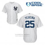 Camiseta Beisbol Hombre New York Yankees Mark Teixeira 25 Blanco Primera Cool Base