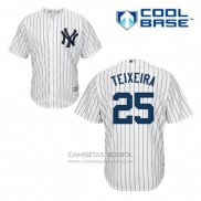 Camiseta Beisbol Hombre New York Yankees Mark Teixeira 25 Blanco Primera Cool Base