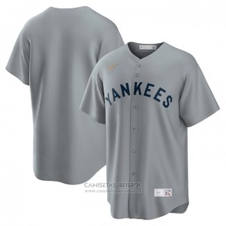 Camiseta Beisbol Hombre New York Yankees Road Cooperstown Collection Gris