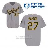 Camiseta Beisbol Hombre Oakland Athletics Catfish Hunter 27 Gris Cool Base