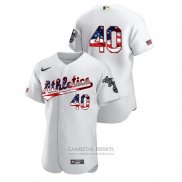 Camiseta Beisbol Hombre Oakland Athletics Chris Bassitt 2020 Stars & Stripes 4th of July Blanco