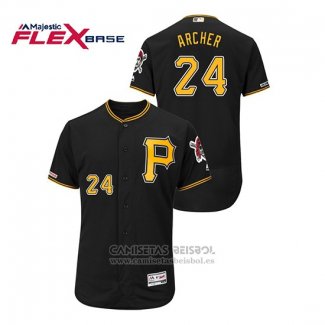 Camiseta Beisbol Hombre Pittsburgh Pirates Chris Archer 150th Aniversario Patch Autentico Flex Base Negro