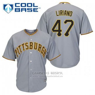 Camiseta Beisbol Hombre Pittsburgh Pirates Francisco Liriano 47 Gris Cool Base