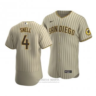 Camiseta Beisbol Hombre San Diego Padres Blake Snell 4 Sand Autentico Alterno Marron