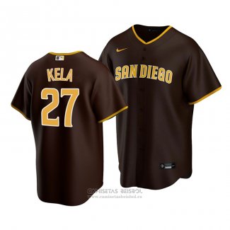 Camiseta Beisbol Hombre San Diego Padres Keone Kela Replica Road Marron