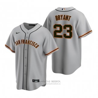 Camiseta Beisbol Hombre San Francisco Giants Kris Bryant Replica Road Gris