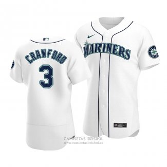 Camiseta Beisbol Hombre Seattle Mariners J.p. Crawford Autentico Primera Blanco